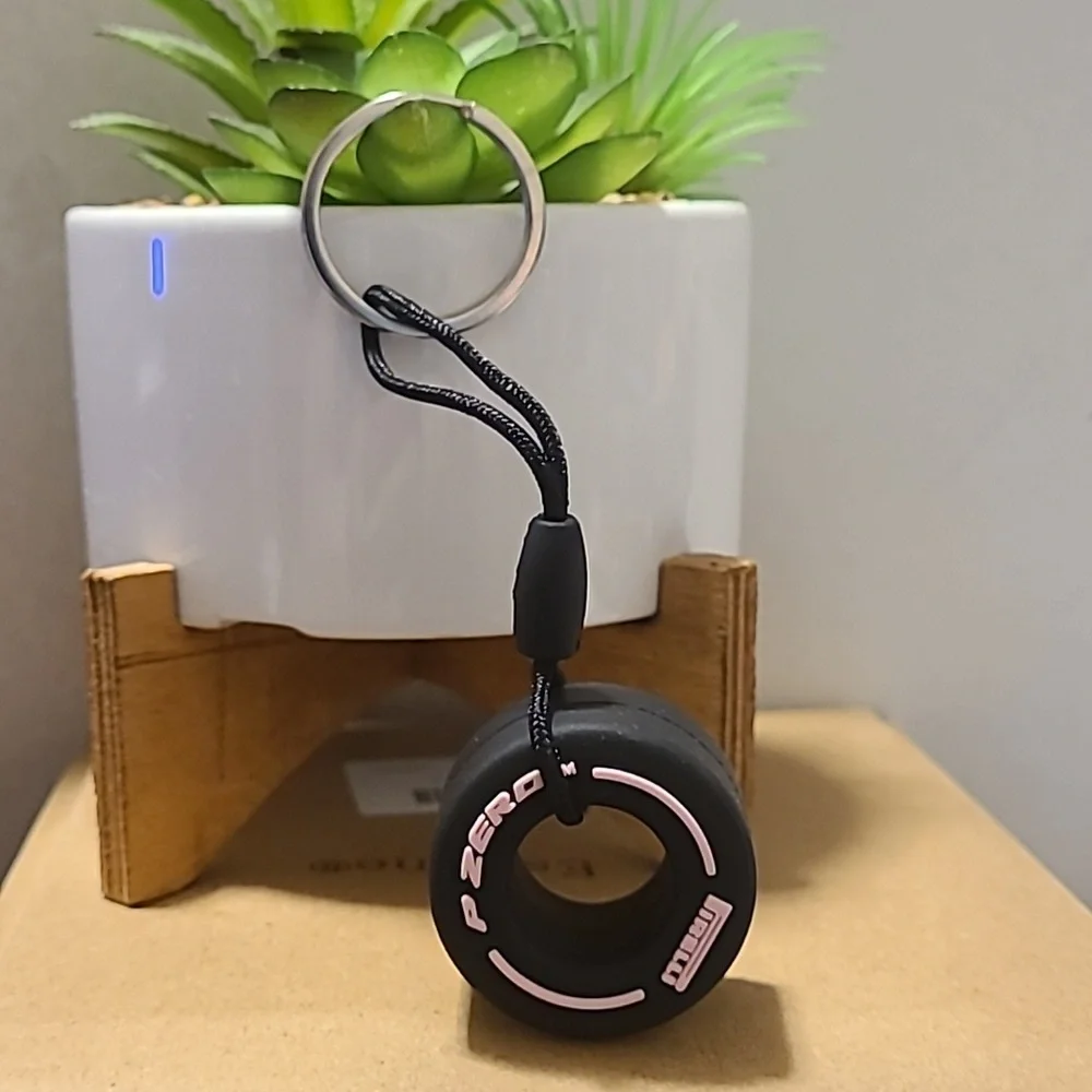Unbranded‎ Tire Swing Keychain Pink Trim/Black Tire Unisex NWOT Auto Office Fun